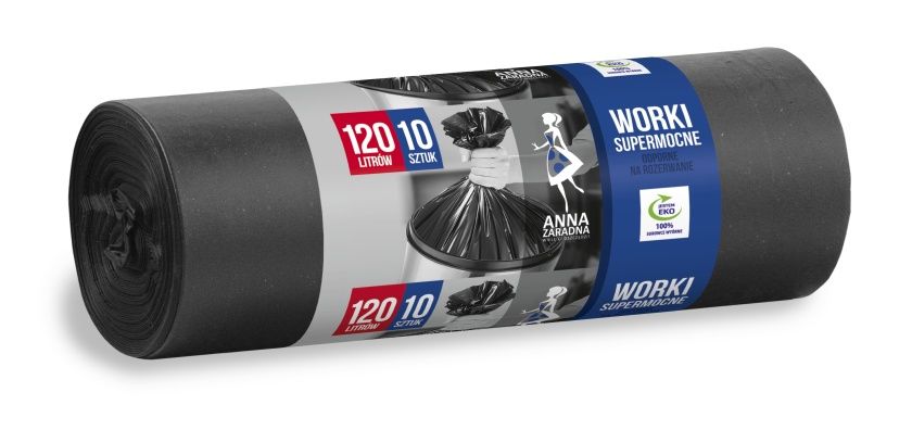 Worki na śmieci Anna Zaradna supermocne 120 l 10 sztuk czarne