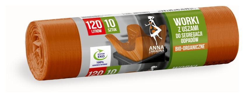 Worki z uszami do segregacji odpadów BIO 120 L 10 sztuk Anna Zaradna