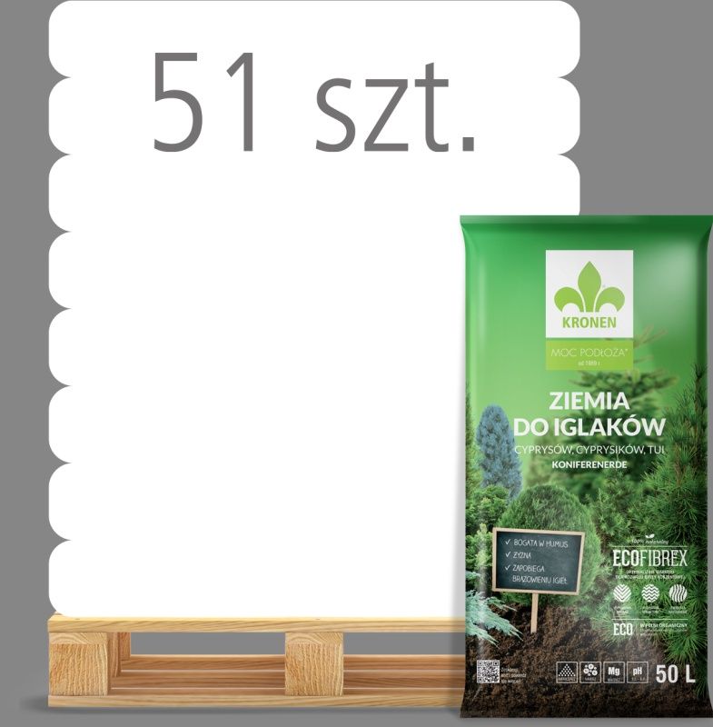 Ziemia do iglaków 50L Kronen - Paleta (51 sztuk)
