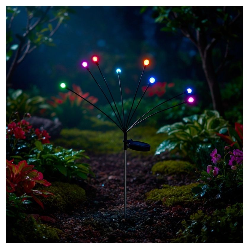 Lampa solarna drzewo 8 LED RGB