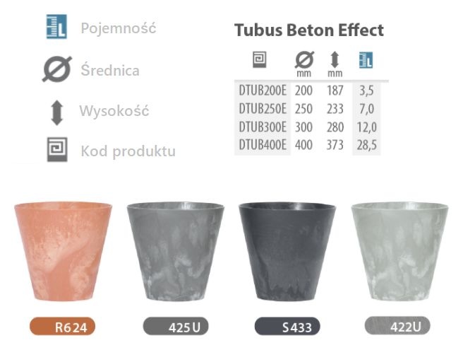 Doniczka Tubus Effect Prosperplast DTUBE